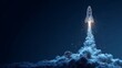 © Wind - Digital Rocket Launch for Start-up. Futuristic Concept of Rapid Growth and Technology Boost.