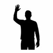 © Suci - Silhouette of a person raising their hand in a greeting gesture.