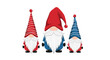 © Ripon - Festive trio of charming Christmas gnomes wearing stylish hats and long beards, perfect for holiday cards and whimsical seasonal designs