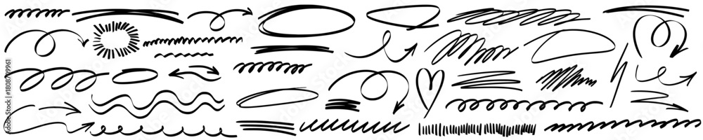 Underline Texture Vector de Stock Hand-drawn underline strokes mix with soft highlight ...