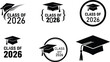 © Tasmim - Class of 2026 graduation cap design elements set in black and white