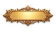 © Jittiwan - Empty golden nameplate with intricate scrollwork frame isolated on white background
