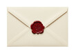 © Claudia - Isolated letter envelope with wax seal, elegant stationery communication with red seal