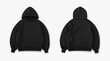 © DekGrativ - black hoodie oversized, hoodie photo for mockup front and back view isolated on white background, black hoodie mockup