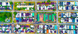© AmazingAerialAgency - Aerial view of neatly arranged houses with colorful rooftops and green spaces, intersected by straight roads bustling with tiny vehicles, Port Harcourt, Nigeria.