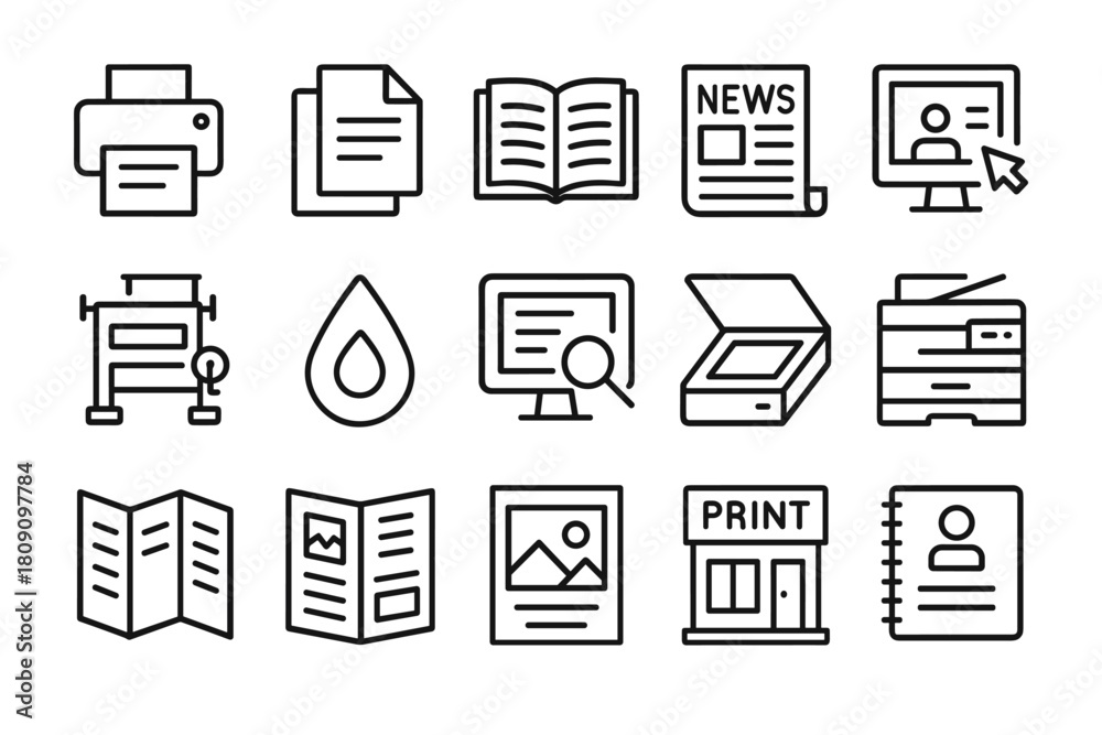 Collated Print Icon Print icon set. Publishing and printing vector set. Print icon ...