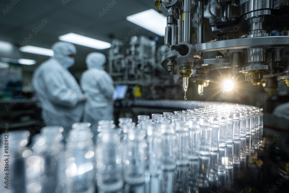 Science Lab Manufacturing Pharmaceutical Vaccine Production in Modern Laboratory. Automated ...