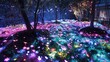 © Anna - Dream where Magical illuminated forest with colorful lights and flowers at night