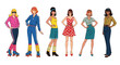 © James - A group of six diverse women showcasing various retro fashion styles from the 1960s, 1970s, and 1980s, from activewear to casual dresses.