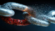 © Ps - Blockchain breaking, digital connection dissolving, technology vulnerability concept