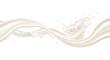 © AliCreativeStudio - Dynamic white liquid splash and wave flowing horizontally, representing milk or cream, isolated on transparent background
