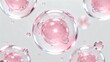 © joe - Close Up of Pink Glowing Serum Droplets in Glass Spheres on White Background