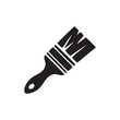 © Ashib - A black and white graphic illustration of a paintbrush with a handle and bristles isolated