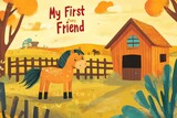 Cute Pony Storybook Cover in Retro Style