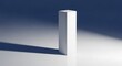 © MindRender - White rectangular prism standing upright, casting a long shadow on a dark bluegrey background, representing stability and foundation