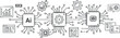 © Senuko - Modern flat design vector illustration of artificial intelligence technology with circuit board elements and data icons for digital projects