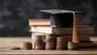 © Formoney - Stacks of coins support a graduation cap placed on top of several books highlighting the connection between education and financial growth. This scene captures the essence of investing in knowledge.