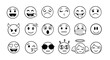© Sangida - Diverse emoji collection hand drawn style black and white