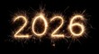 © Maria - the number '2026' written in glowing sparklers on a dark background, a new year concept. isolated text with a burning effect for festive celebration design. a new year banner template.