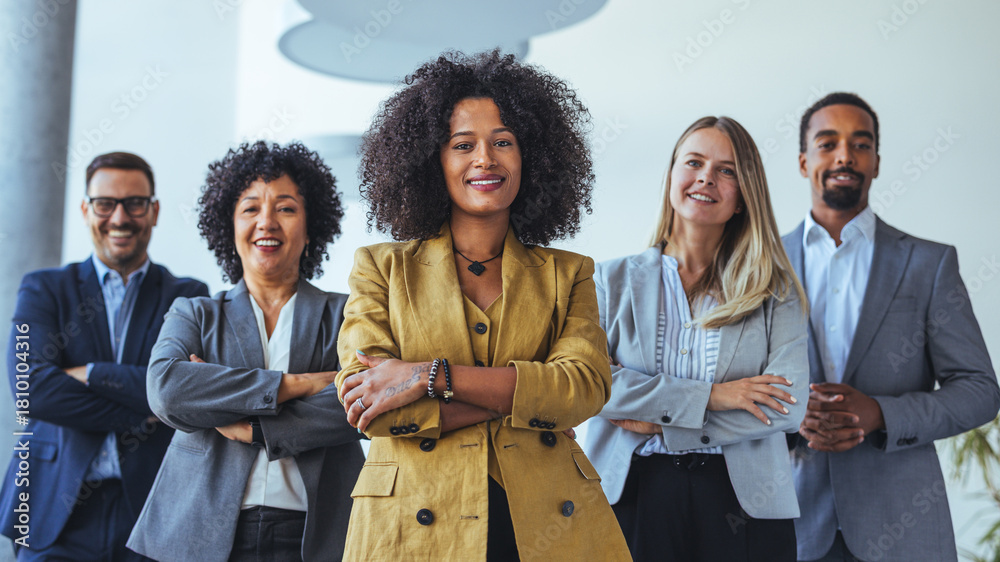 Confident Diverse Business Team Standing Together With Arms Crossed In ...