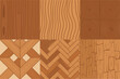 © RA Studio - Mixed parquet collage, oak floor samples, chevron and basketweave, plank mosaics, rich timber textures, editable square backgrounds