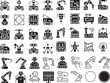 © SamsuAI - Robotics automation icon set. Containing industrial arms, delivery bots, ai androids, factory machinery, automated manufacturing, smart assistants, mechanical gear, future tech and more