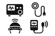 © Valentyna - Electromagnetic Therapy Icons. Solid style icons of electromagnetic therapy devices: pulsed EMF machine, waveform coil, electric