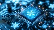 © Farah - Stunning futuristic blue technology background with snowflake design for winter promotions, cybersecurity, or holiday tech gifts