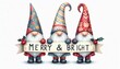 © Oksana Karpova - Colorful gnomes celebrating the holiday season with a cheerful message while holding a festive banner