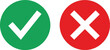 © Bacon - Green checkmark and red cross symbols for yes no true false correct incorrect decision making vector