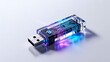 © Navee - Transparent usb flash drive with glowing circuit design on light background