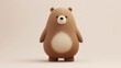 © Sarunya - Chubby minimal bear, soft brown, rounded belly, clean shapes, pure white background