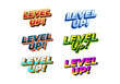 © ayu - A collection of six colorful Level Up! text designs in various styles and fonts, showcasing vibrant