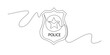 © bakullogo - Continuous line drawing of a police badge.Single line illustration depicting a law enforcement emblem, symbolizing authority, security, and protection.