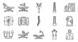 © vickryab - Chiropractic Equipment Icon Set: Spinal Health, Medical Treatment Line Art. Healthcare and Rehabilitation Concept