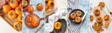Collage of many sweet persimmons, top view