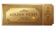 © rokhsona - Luxurious golden ticket with ornate border and perforated stub for special event entry or prize
