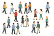 © icon_art - Diverse group of people walking and interacting in isometric perspective
