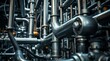 © MindVerse - Intricate Pipe Network: A dense, industrial scene of polished pipes, meticulously arranged, exemplifies the complexity of modern infrastructure and engineering.