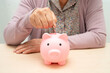 © Pakawadee - Retired elderly woman counting coins money with piggy bank and worry about monthly expenses and treatment fee payment.