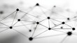 © Julia - A white background serves as the foundation for a complex digital technology design, comprising a network of interconnected dots and plexus lines, as well as geometric mesh patterns that signify big