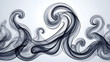 © Tamal - An abstract, artistic image of swirling black and grey smoke-like patterns on a white background.