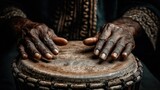 Two hands playing drum realistic photo musical performance percussion beat rhythm