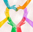 © Westend61 - Colorful hands forming a heart symbol representing love and unity