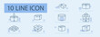 © Кирилл Макаров - Package and delivery set icon. Line icons with open box, tape, arrow, gift, jar, parcel, cube, shipping motion, crate, round container