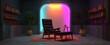© ckybe - a calm nook glowing with vibrant neon lights for deep reading sessions