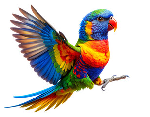 Naklejka na meble Colorful Parrot Performing a Dynamic Dance Pose, isolated on a transparent background