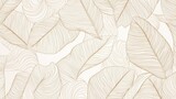 Elegant golden line art of leaves pattern
