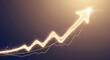 © Flash memory - Bright upward arrow on a glowing line graph. Business growth chart with sparkling particles. Digital stock market data visualization for finance and investment.