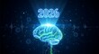 © Fauzan - A glowing blue digital brain represents advancements in artificial intelligence, technology, and neuroscience looking forward to the year 2026
